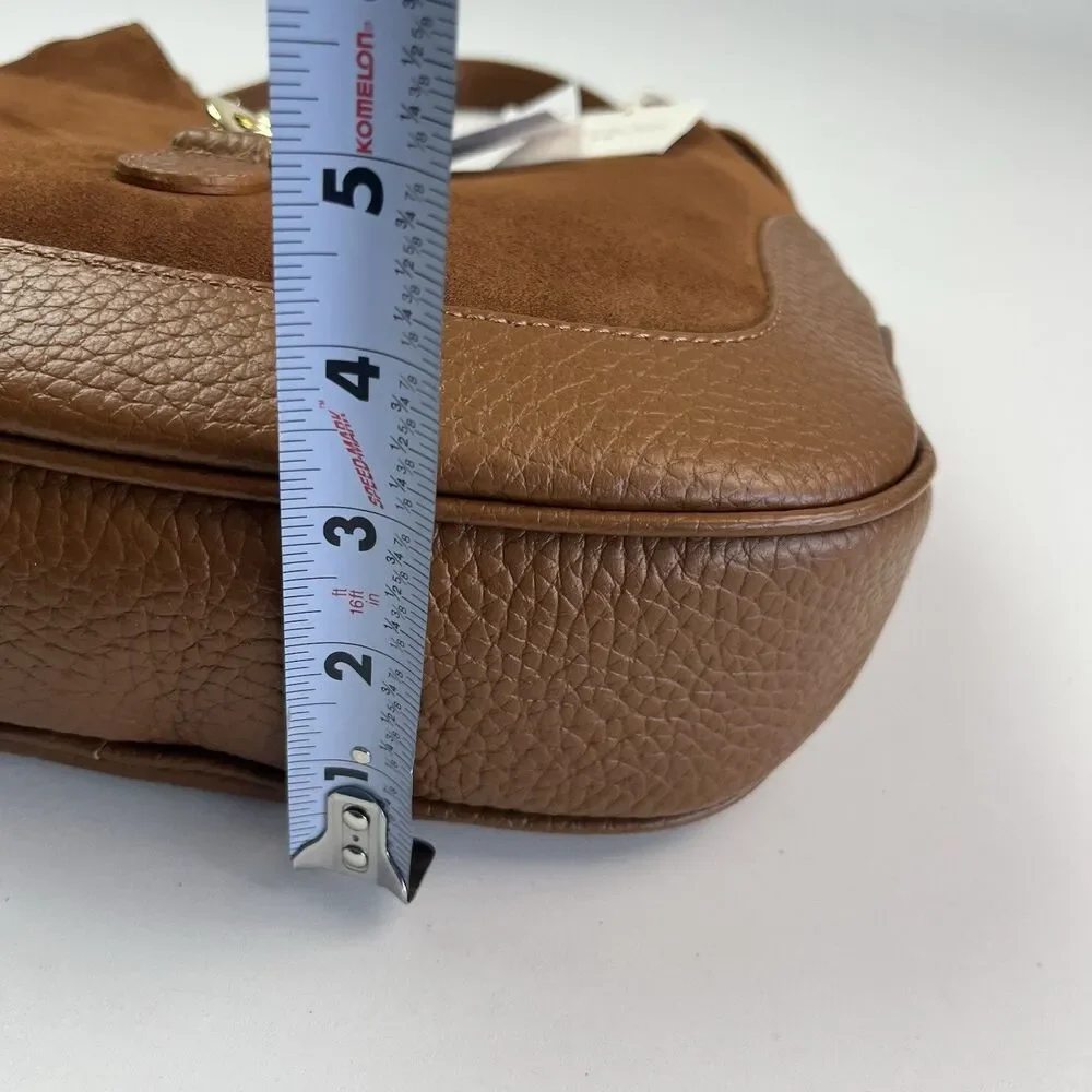 Isadora Italy Crescent Hobo Bag Brown Suede Leather Equestrian Preppy Heritage
